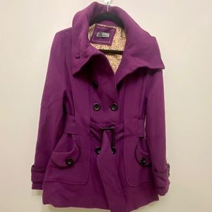 Belted Purple Peacoat Trench